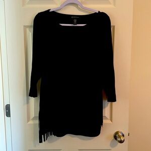 INC suede fringed top - black, petite XL
